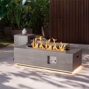 Evita 42" Outdoor Fire Pit Table 50,000 BTU Propane Fire Pit Table with with Golden LED Lights