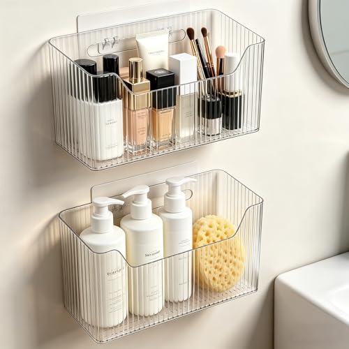 Lae Nuvole Adhesive Cabinet Door Organizer, 2 Pack Wall Shower Caddy, Clear