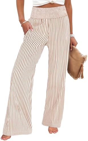 Womens Striped Gingham Palazzo Pants