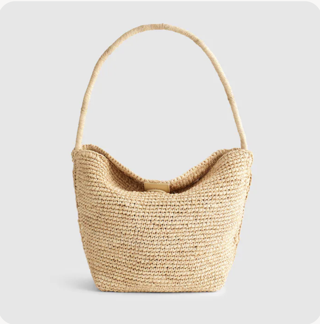 The Signature Woven Shoulder Bag in Raffia