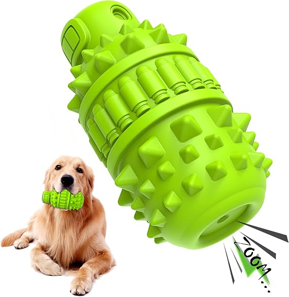 Dog Toys for Aggressive Chewers, Interactive Natural Rubber Chew & Squeaky Toy