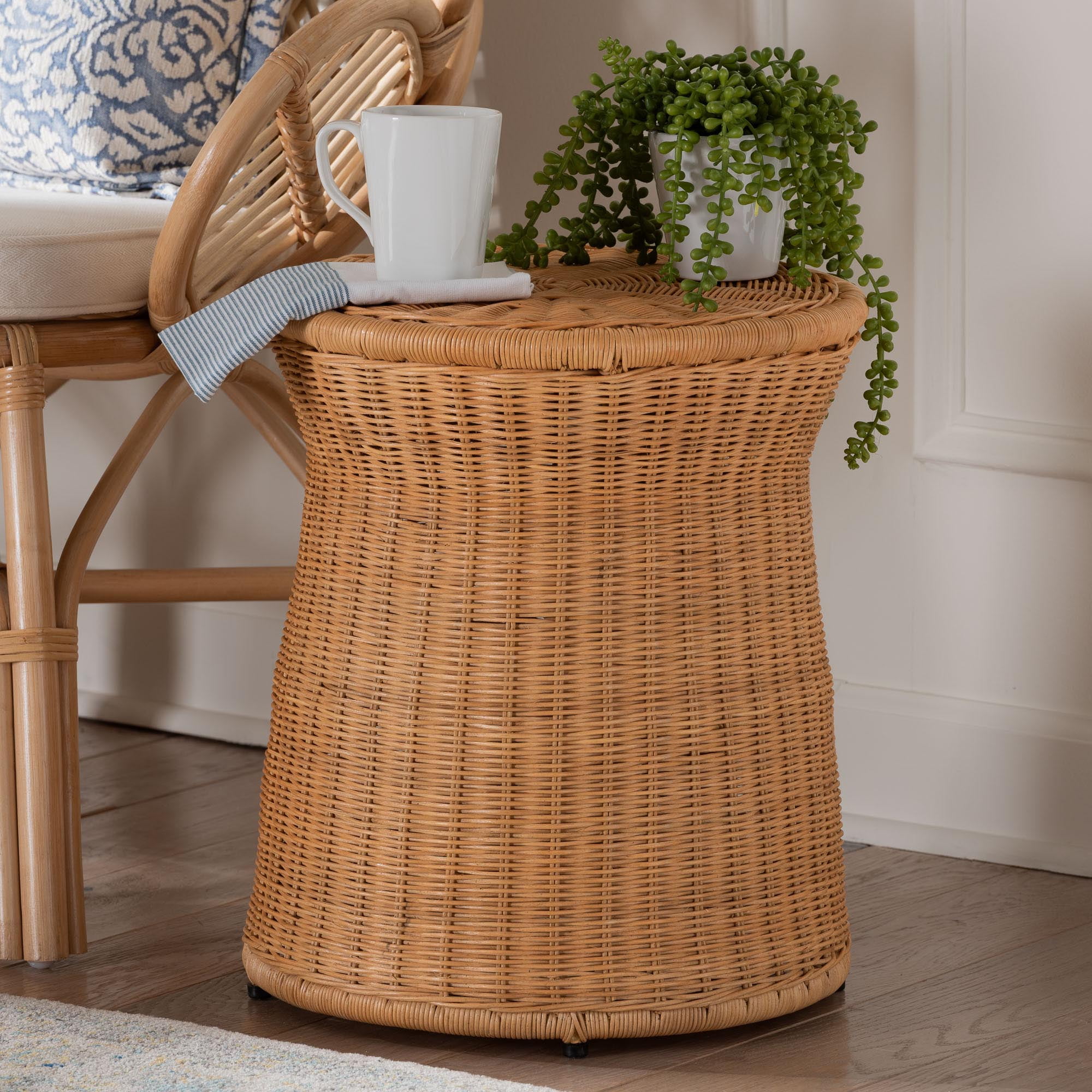 Caroline Boho End Table, 15"W, Light Honey