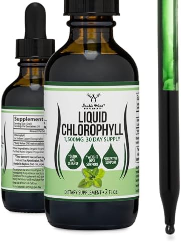 Chlorophyll Liquid Drops - for Digestion, Gut Health, Energy and Detox - Vegan Safe (Rich, Full Texture and Taste, Not Watered Down), 2oz Peppermint Flavored