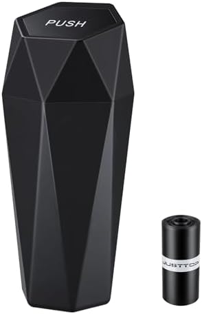 Car Trash Can with Lid, Diamond Design Small Automatic Portable Trash Can