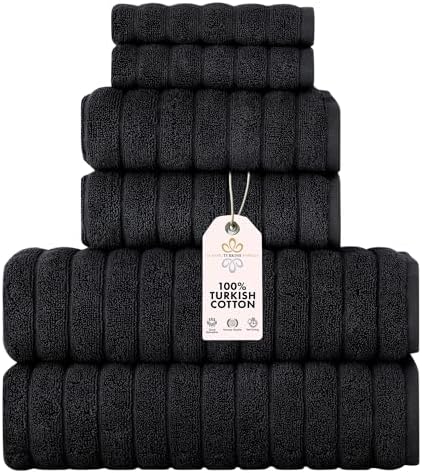 Luxury 6 Piece Towel Set, 100% Turkish Cotton