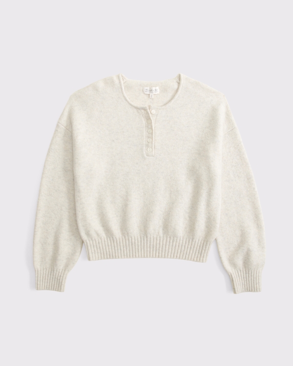 Merino Wool-Blend Henley Sweater